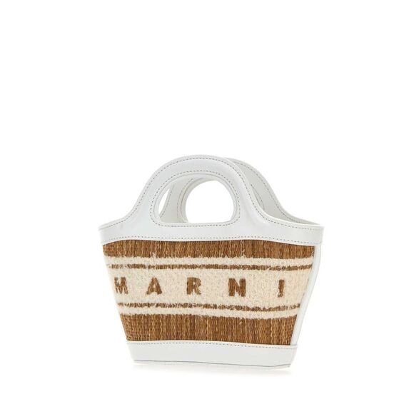 Marni Women Two-Tone Raffia And Leather Micro Tropicalia Summer Handbag - Picture 2 of 2